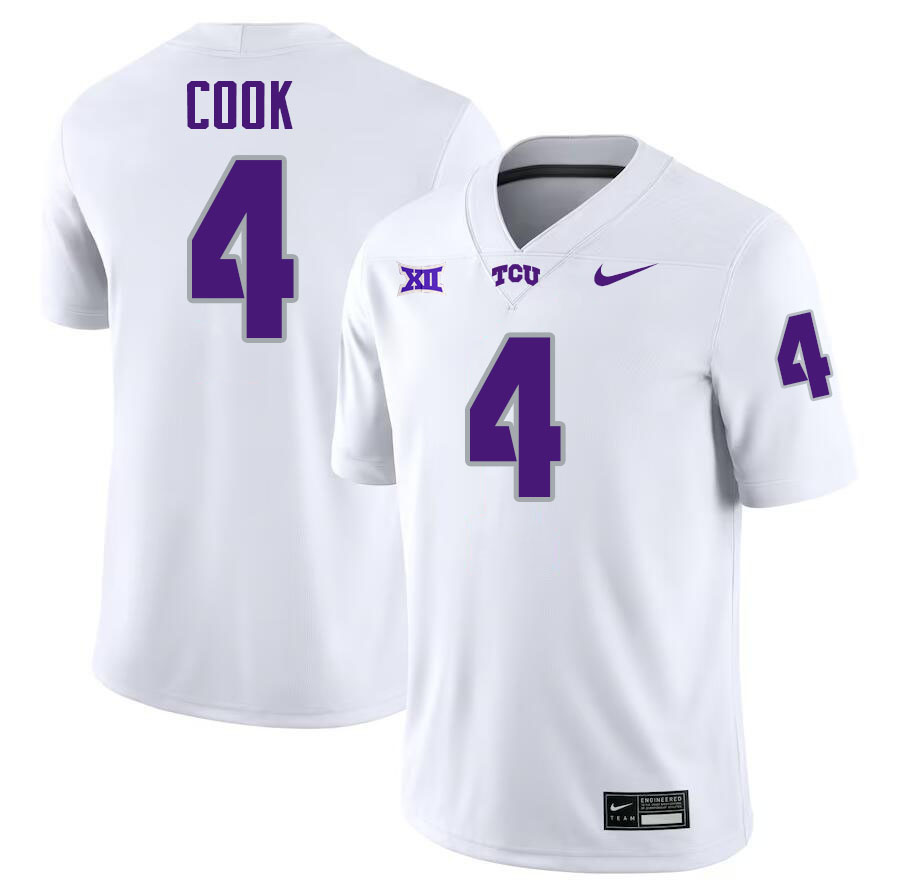 #4 Cam Cook TCU Jersey,Texas Christian University Horned Frogs Football Jersey-White